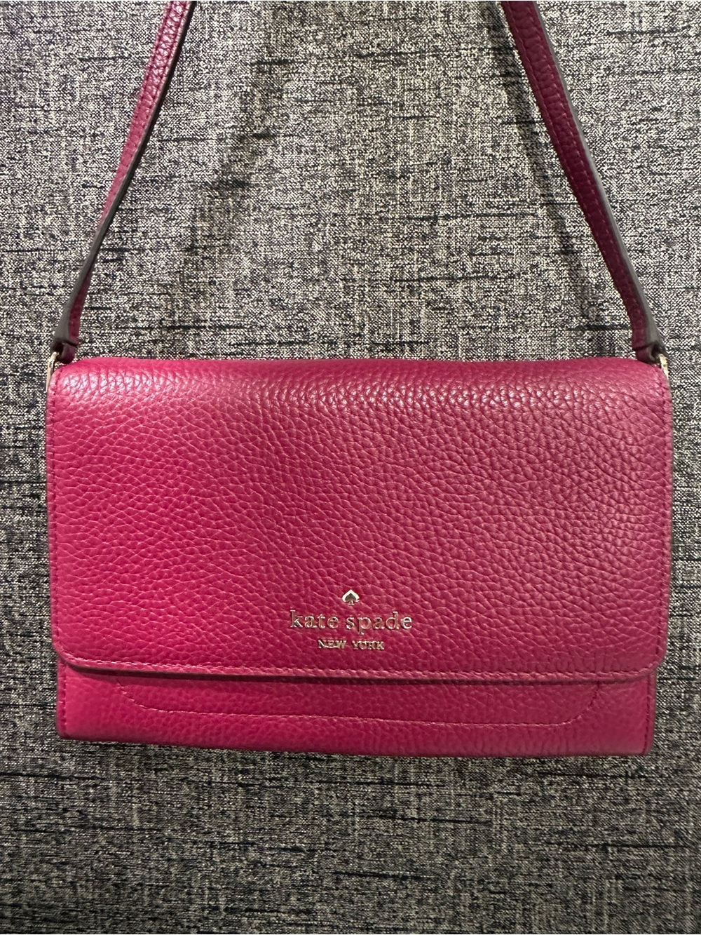 kate spade Pebbled Leather Crossbody in Magenta